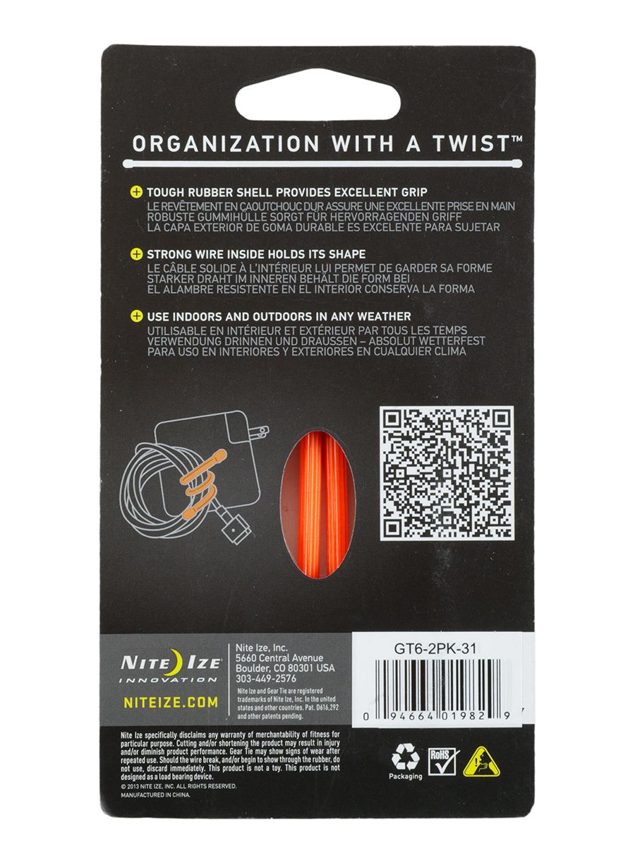 Каишки Nite Ize Gear Tie 6 - 2Pack - orange