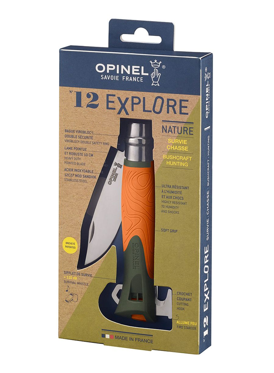 Туристически нож Opinel No.12 Explore - khaki/orange